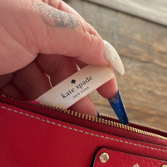 Kate Spade Red Leather Wristlet Purse - Picture 8 of 9